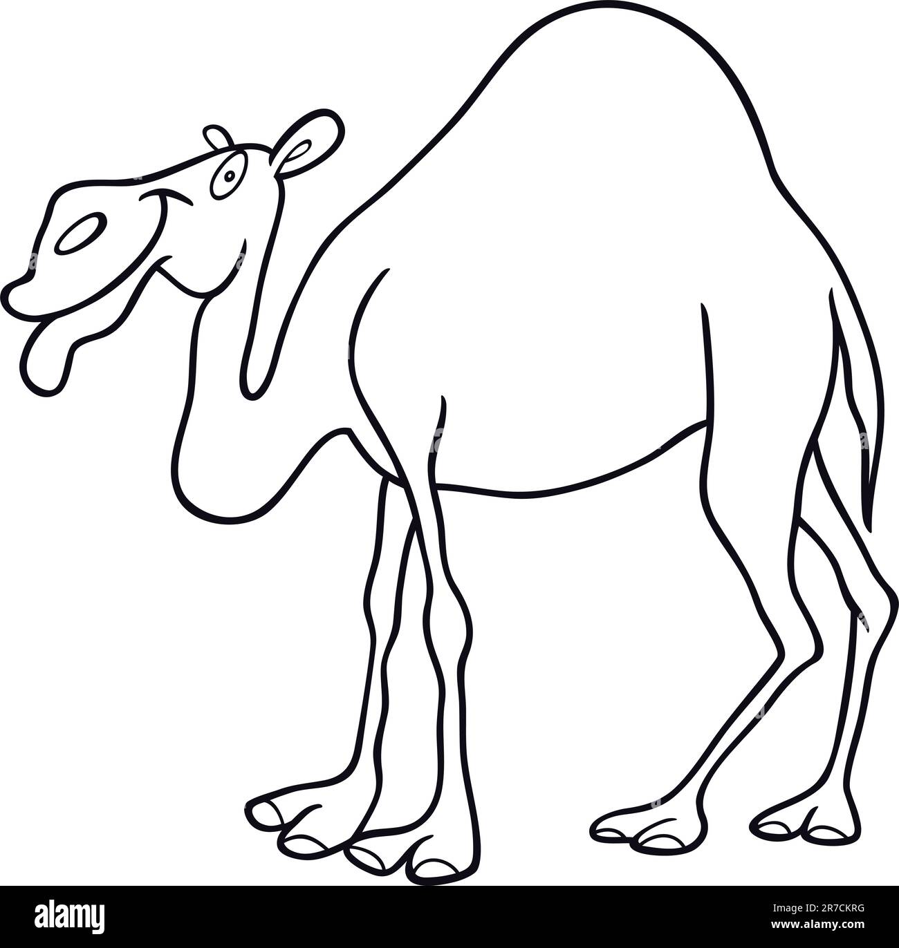 cartoon illustration of dromedary camel for coloring book Stock Vector