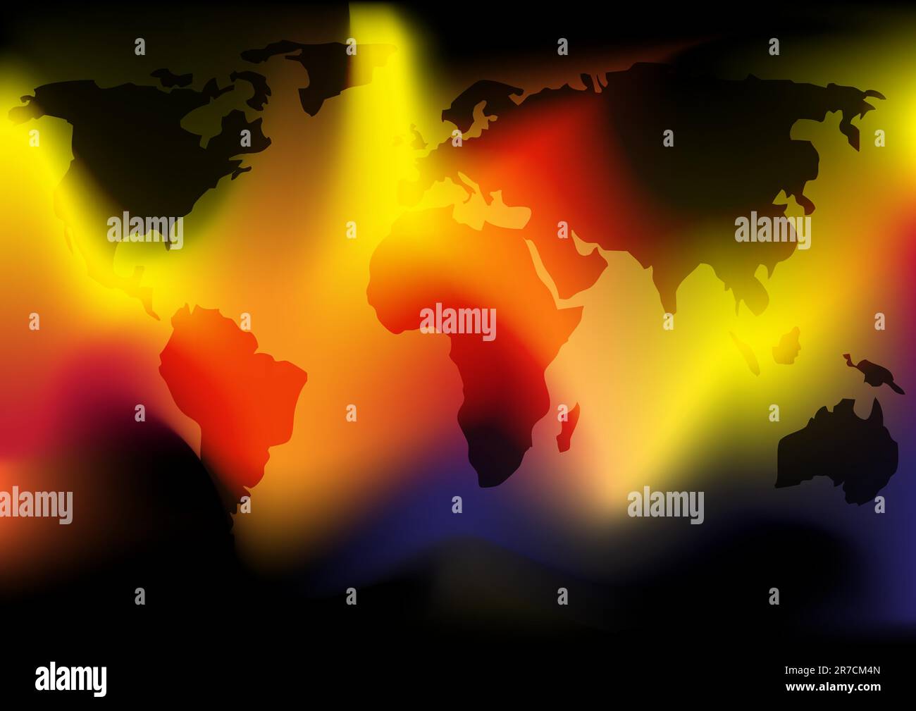 Abstract Background - Map of World on Burning Background Stock Vector