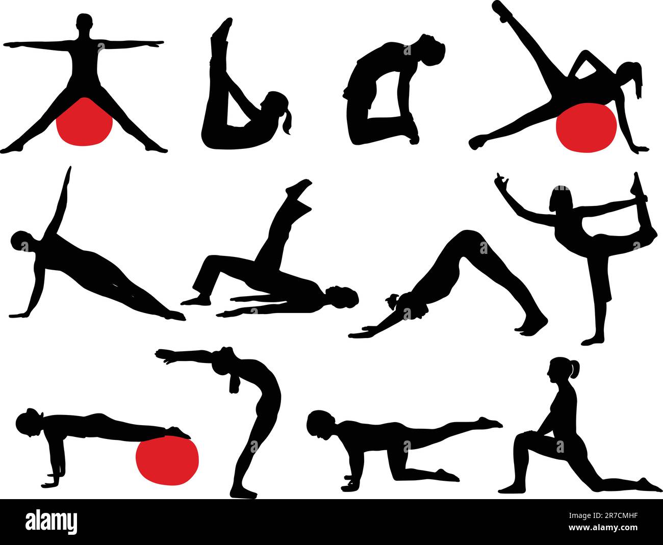 Pilates women silhouettes vector Stock Vector Image & Art Alamy
