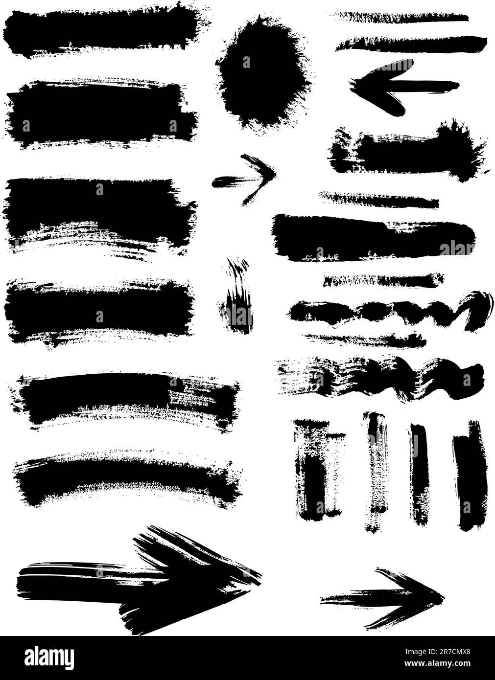 Grunge blots, spots, frame and arrows Stock Vector