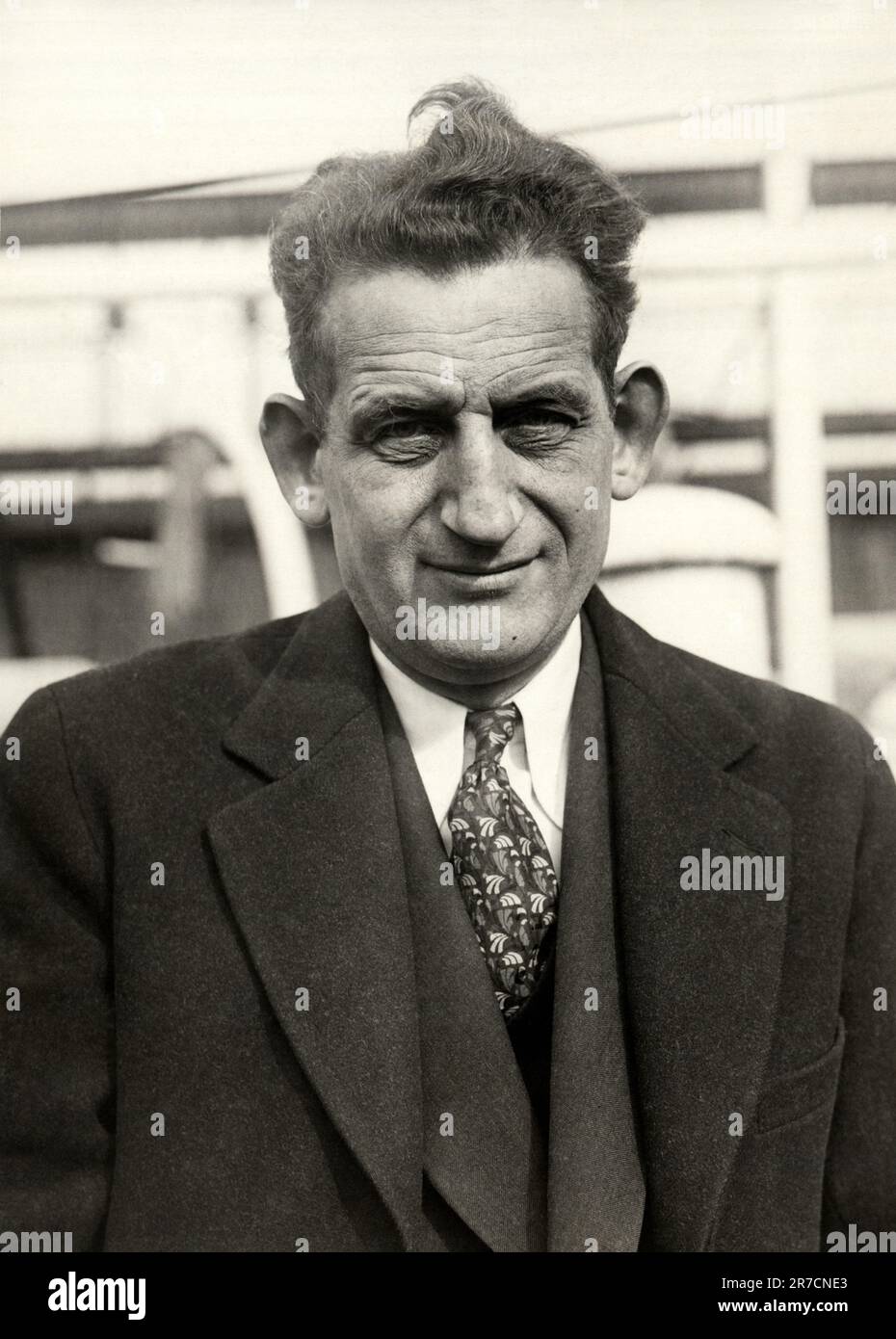 New York, New York,  1931 Author Sam Hellman aboard the 'Caronia' on his way to the Artists and Writers Golf Tournament being held in Havana, Cuba. Stock Photo