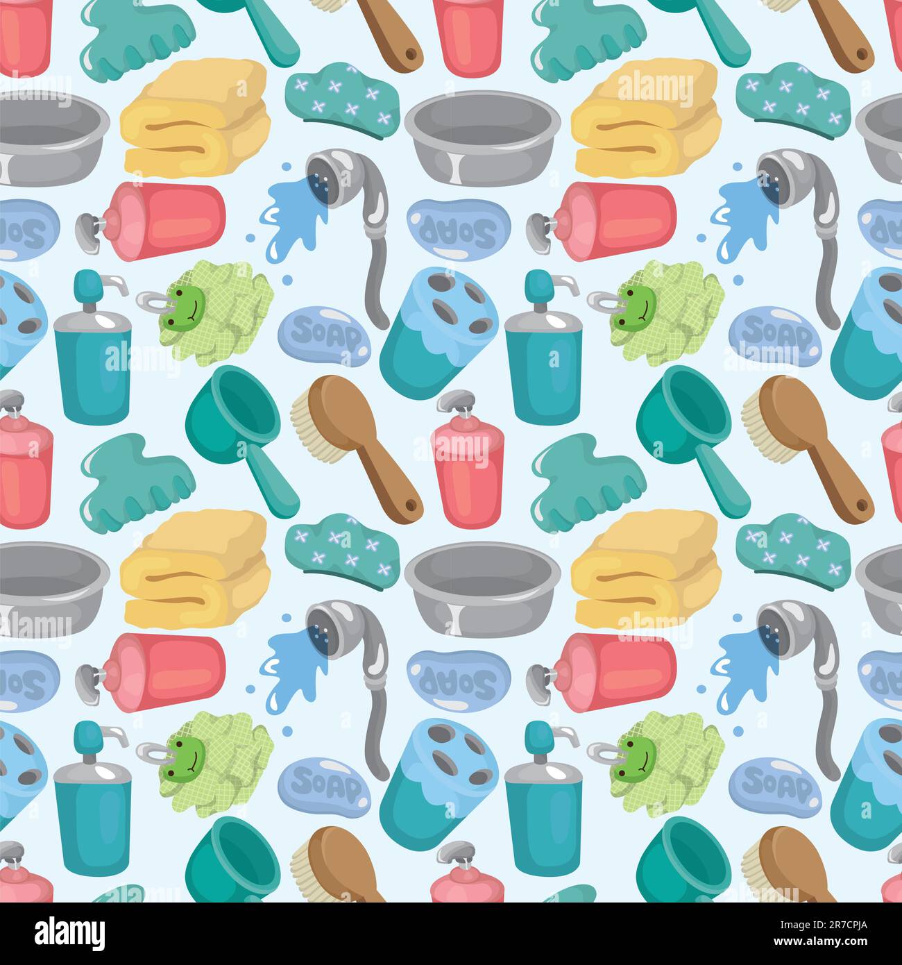 cartoon Bathroom Equipment seamless pattern Stock Vector