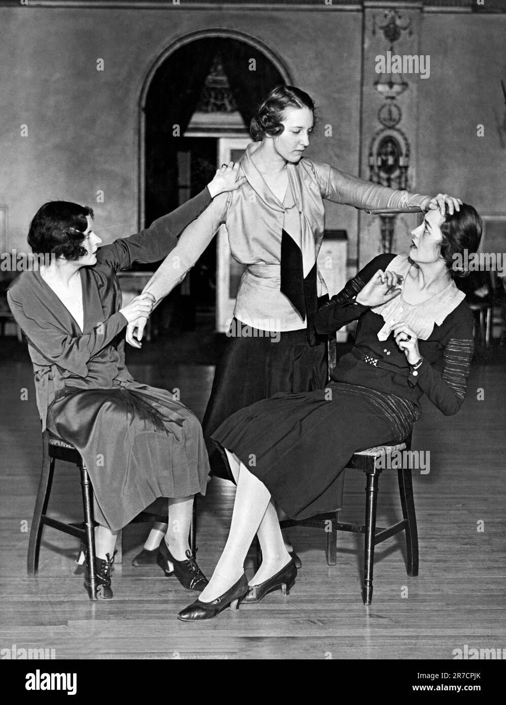 Washington D.C.: 1931. Society women in Washington, DC perform at a benefit for the Girl Scouts at Constitution Hall. Stock Photo