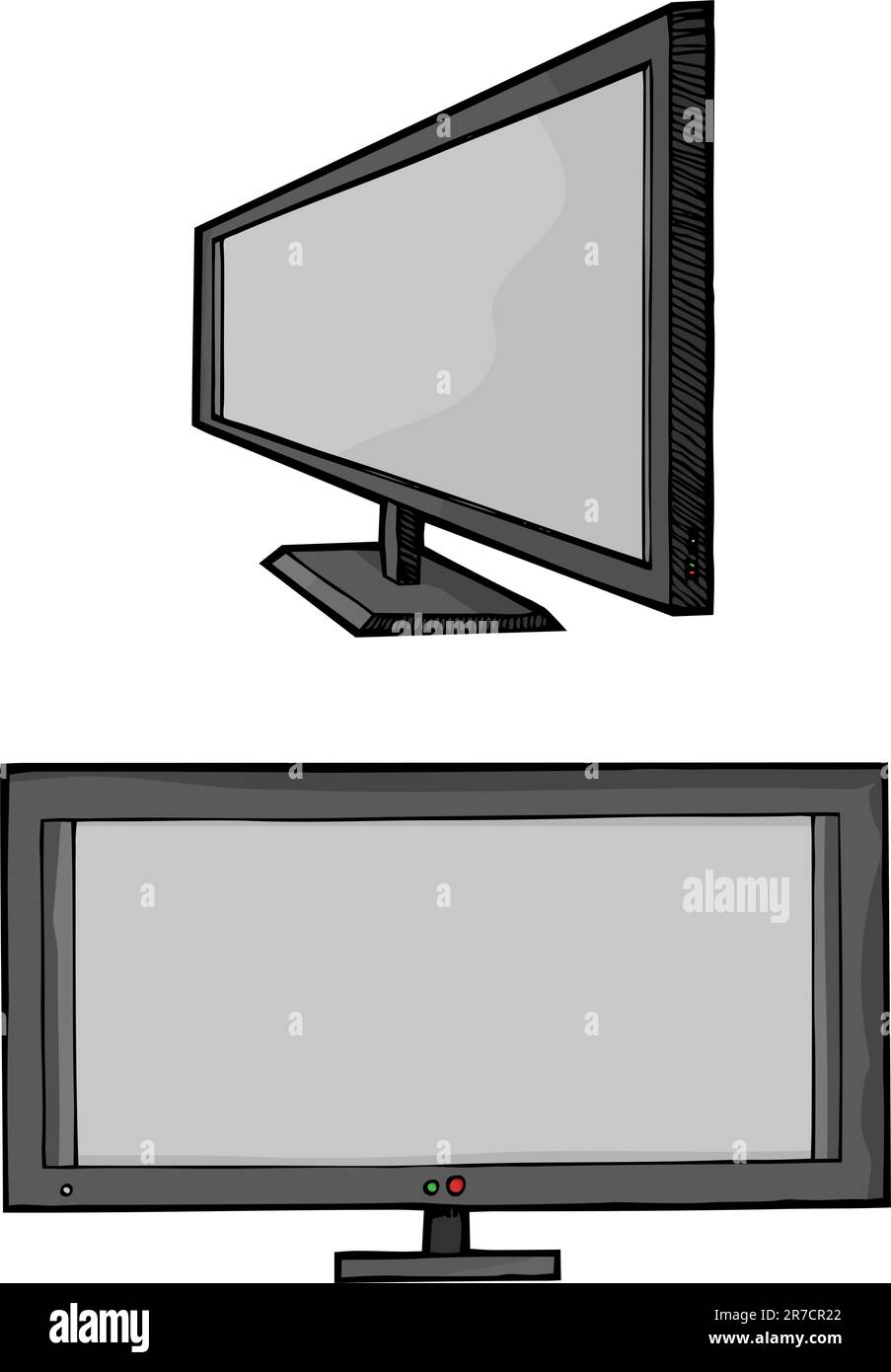 Isolated cartoon of a wide screen flat panel HD television monitor Stock Vector