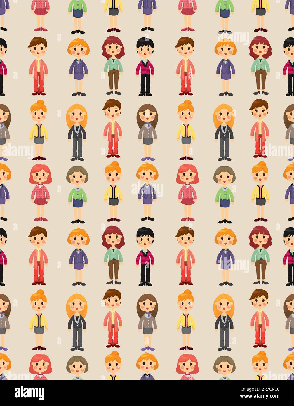 cartoon pretty office woman worker seamless pattern Stock Vector Image ...
