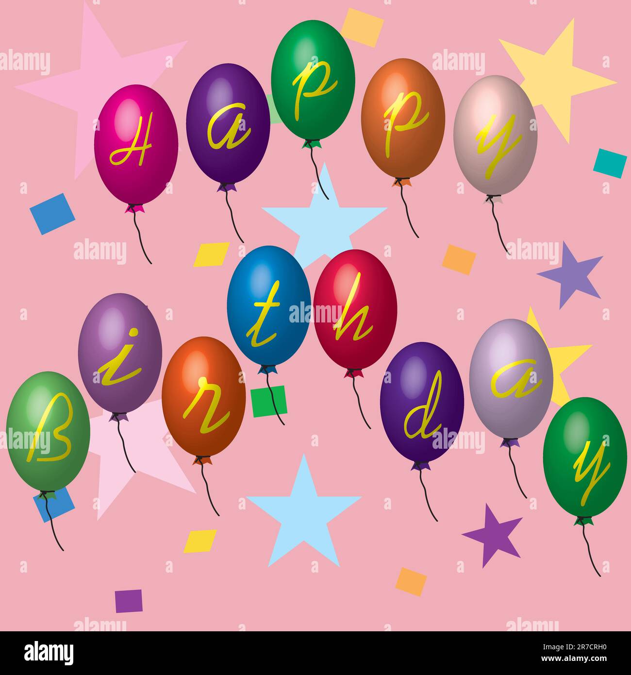 Vector image of birthday greetings with balloons Stock Vector