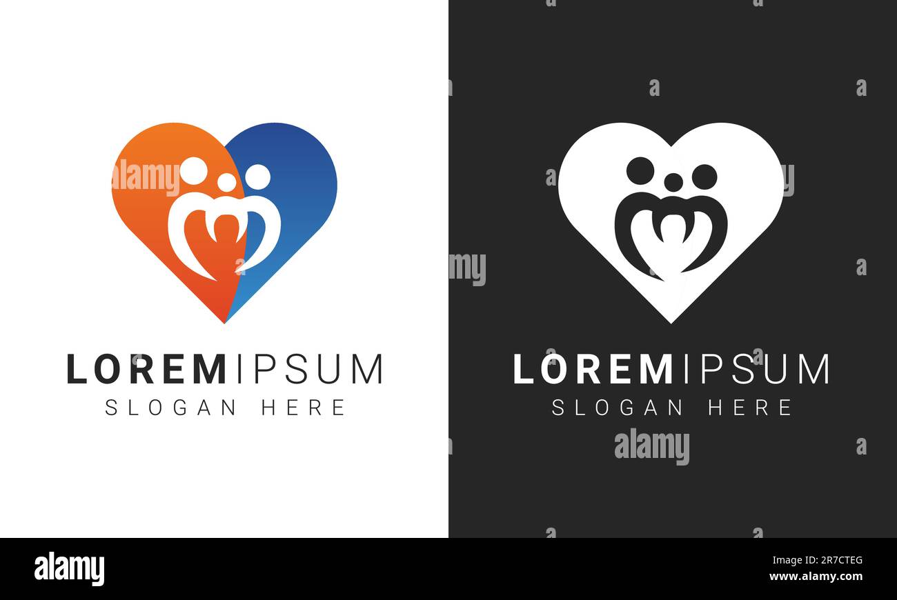 Heart People Care Logo Design Charity Donation Logotype People Love Heart Stock Vector
