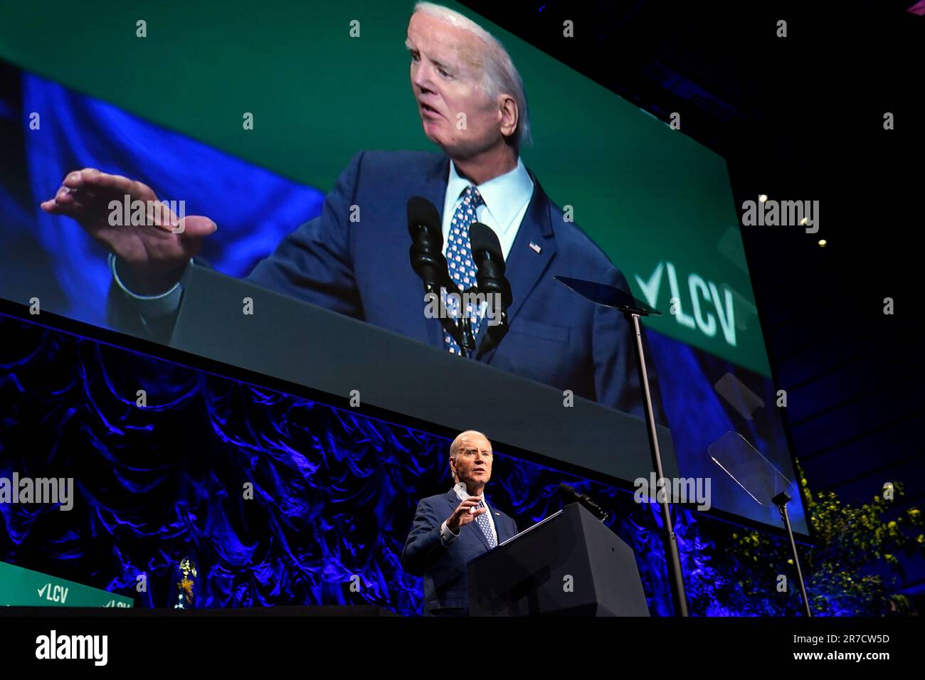President Joe Biden speaks at the League of Conservation Voters annual ...