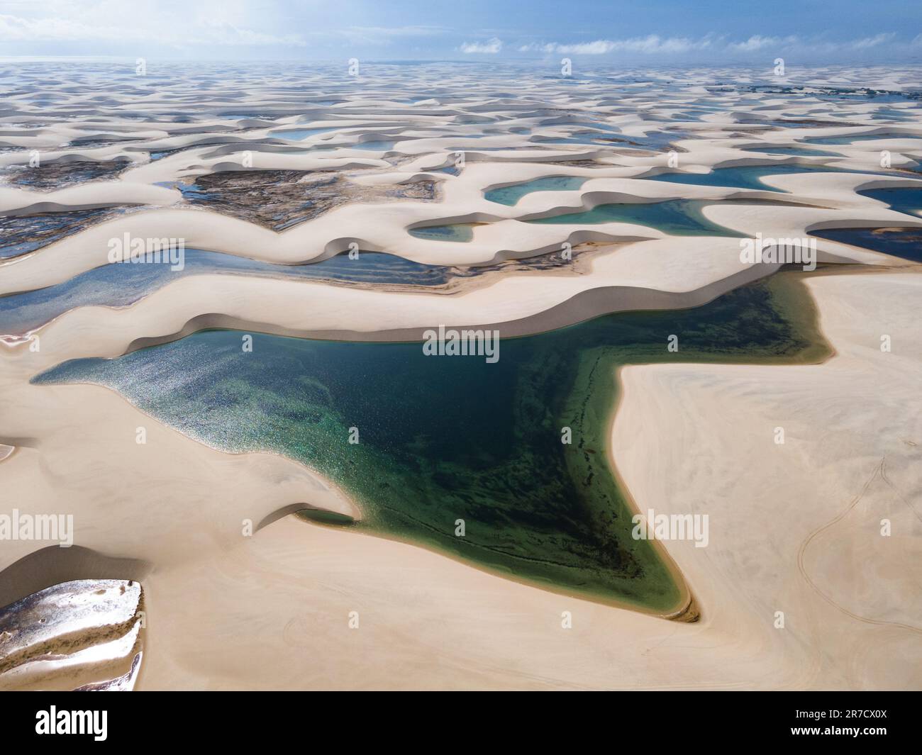 Sand dunes and freshwater lakes of Lençois Maranhenses National Park, in NE Brazil Stock Photo