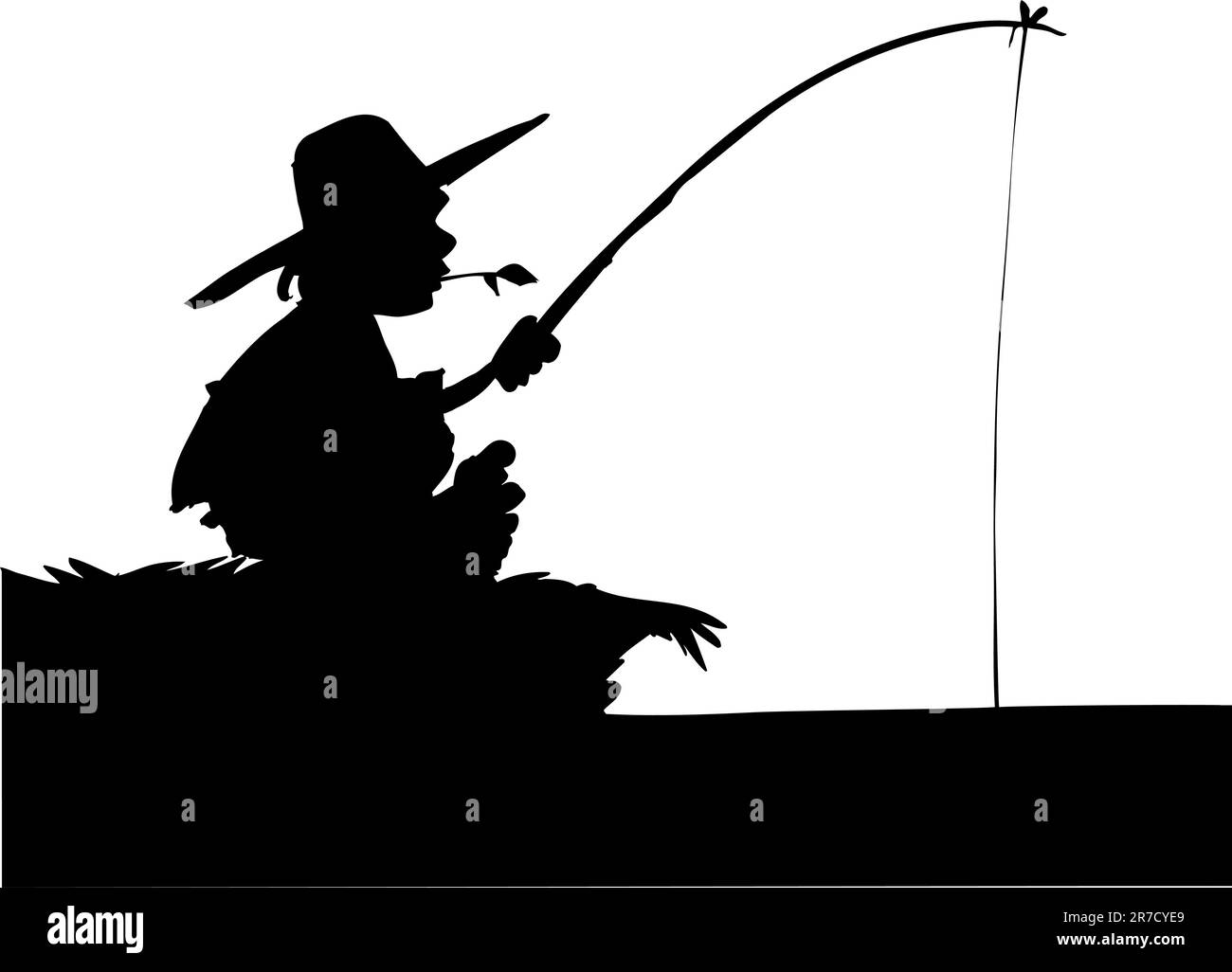 Fishing man silhouettes Stock Vector Images - Alamy