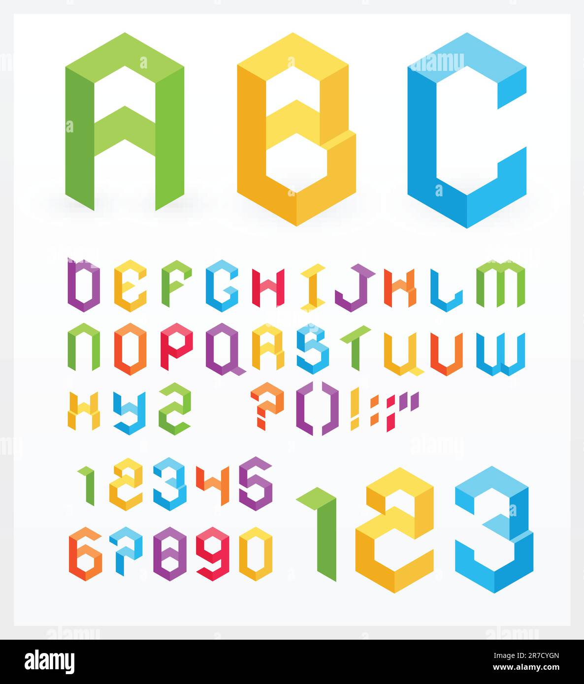 Paper 3D alphabet letters and numbers Stock Vector Image & Art Alamy