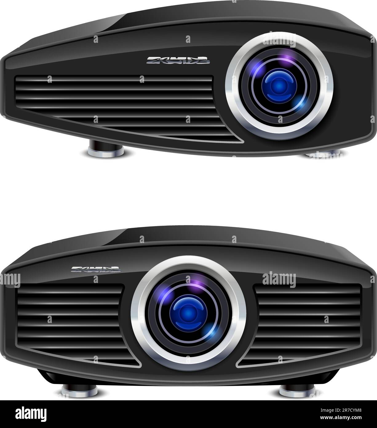 Realistic multimedia projector. Illustration on white background for