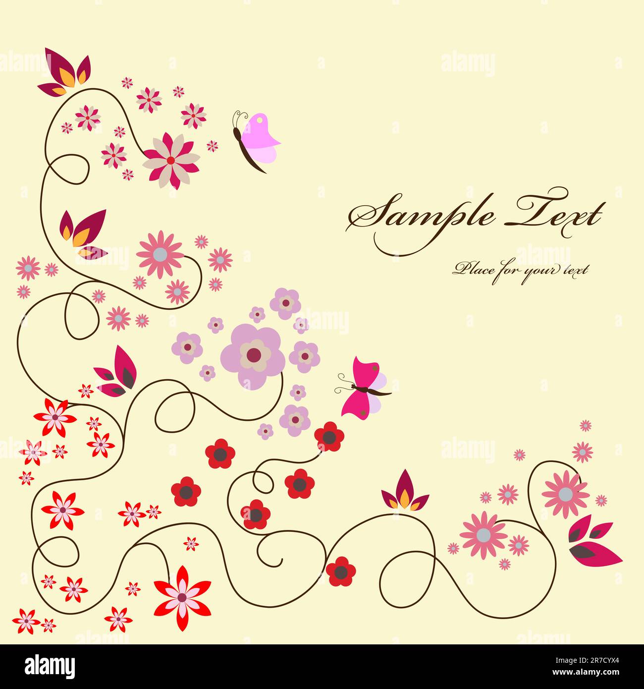 Vector pink floral greeting card Stock Vector Image & Art - Alamy