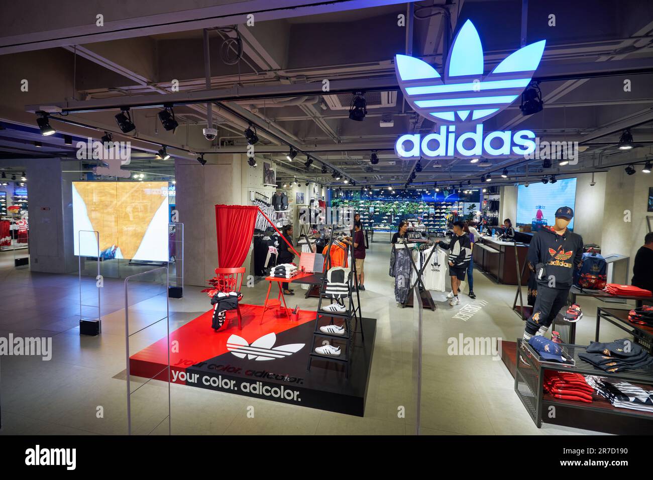 BANGKOK, THAILAND - CIRCA JANUARY, 2020: Adidas sign over store entrance in  Siam Center shopping centre Stock Photo - Alamy
