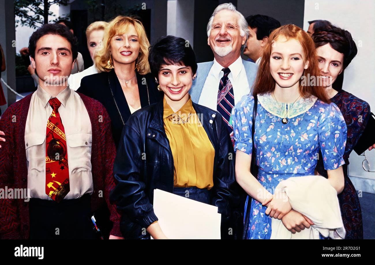 Guest with Sybil Danning, and guests at Swifty Lazar's Oscars Party at Spago, LA Mar 30 1992. Stock Photo