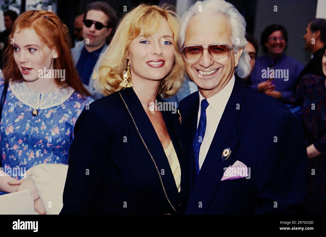 Sybil Danning and Uncle Norbie at Swifty Lazar's Oscars Party at Spago, LA Mar 30 1992. Stock Photo