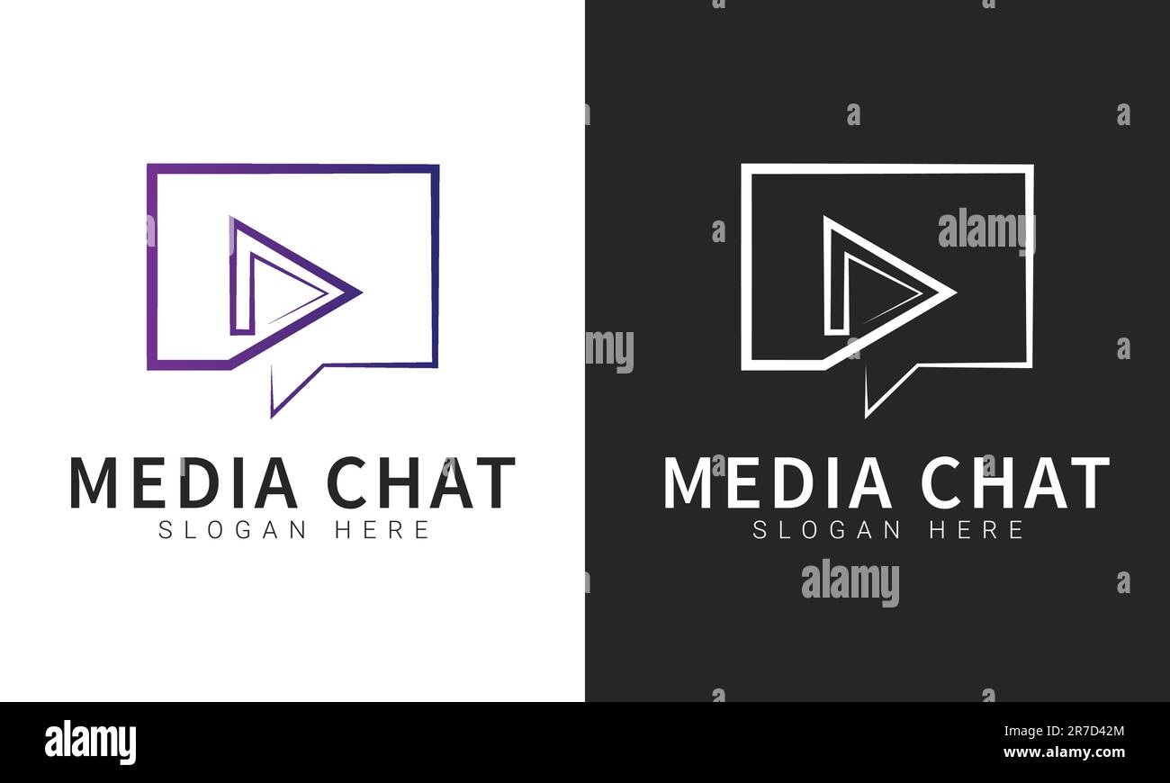 Media Chat Logo Design 3D Gradient Icon Play Button Chat Logotype Talk ...