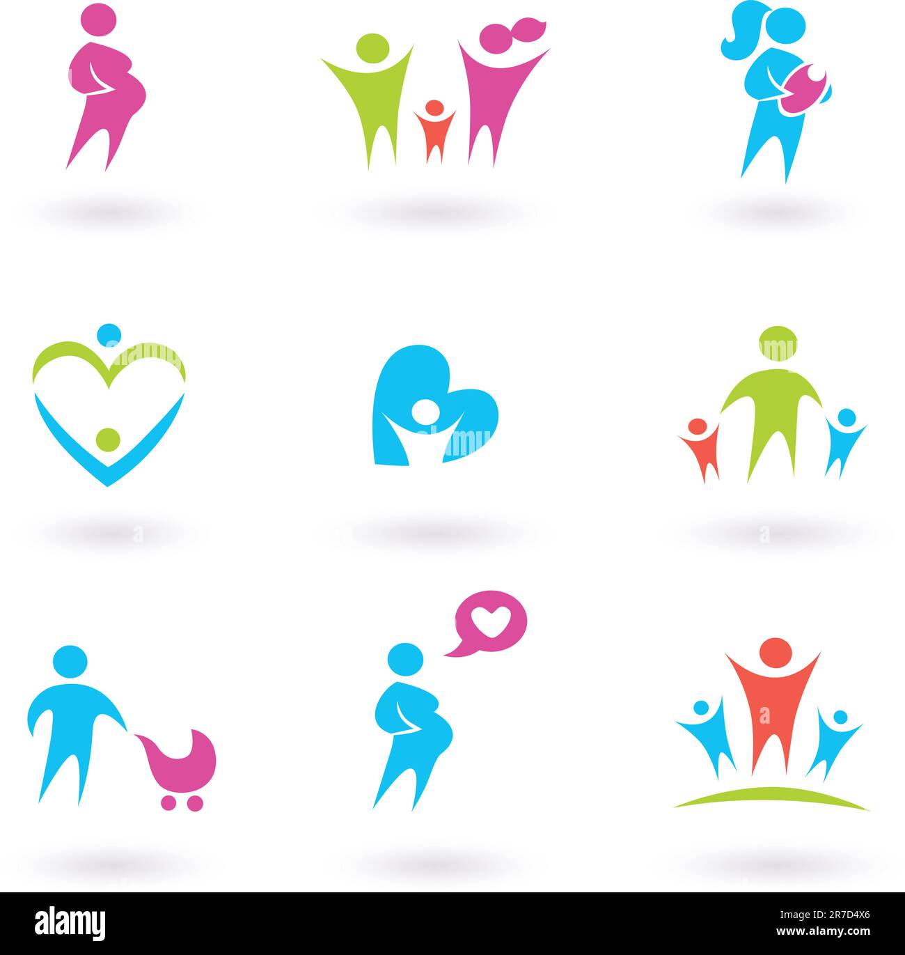 Collection of Family, People and Maternity icons. Vector Illustration. Stock Vector