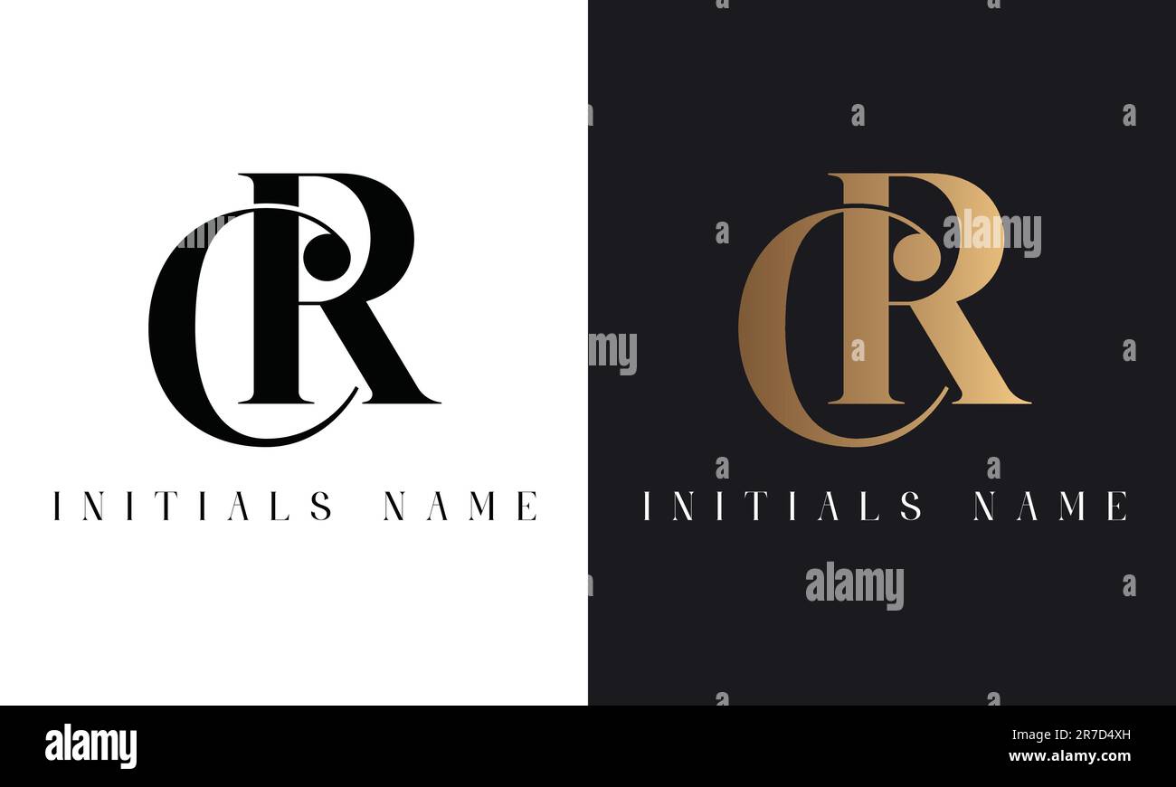 Luxury Initial RC or CR Monogram Text Letter Logo Design Stock Vector