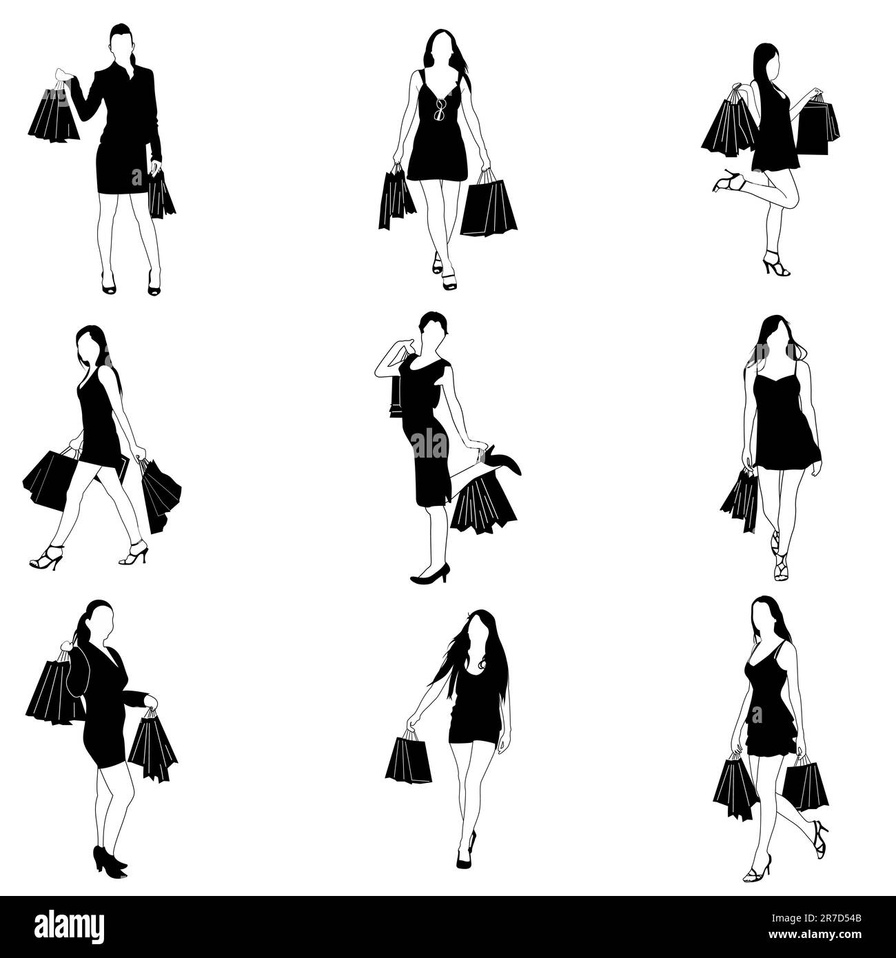 illustration of shopping lady on white background Stock Vector Image