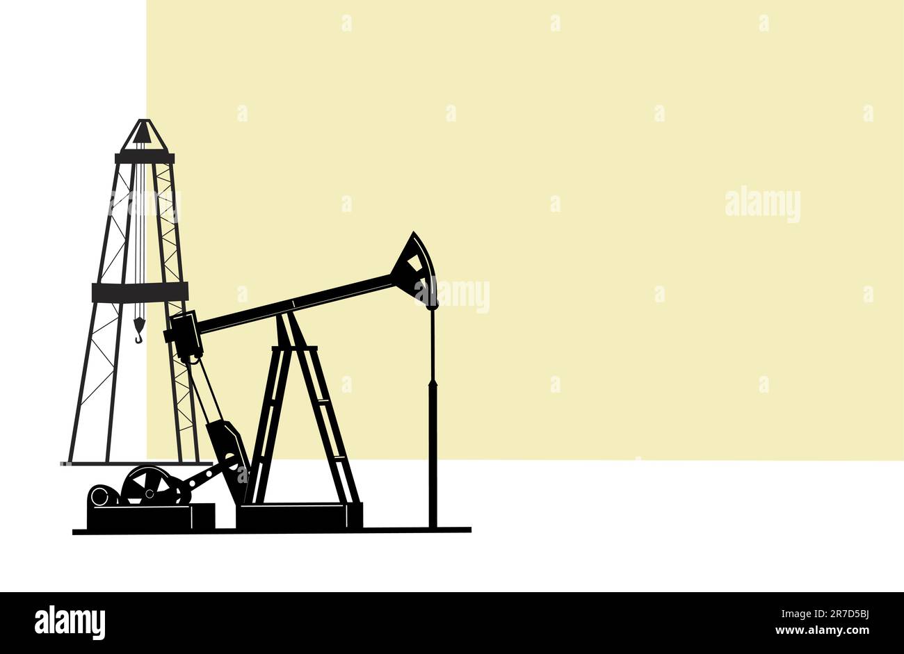 The illustration depicts the silhouettes  of derricks for the extraction of oil from the bowels of the earth. Stock Vector
