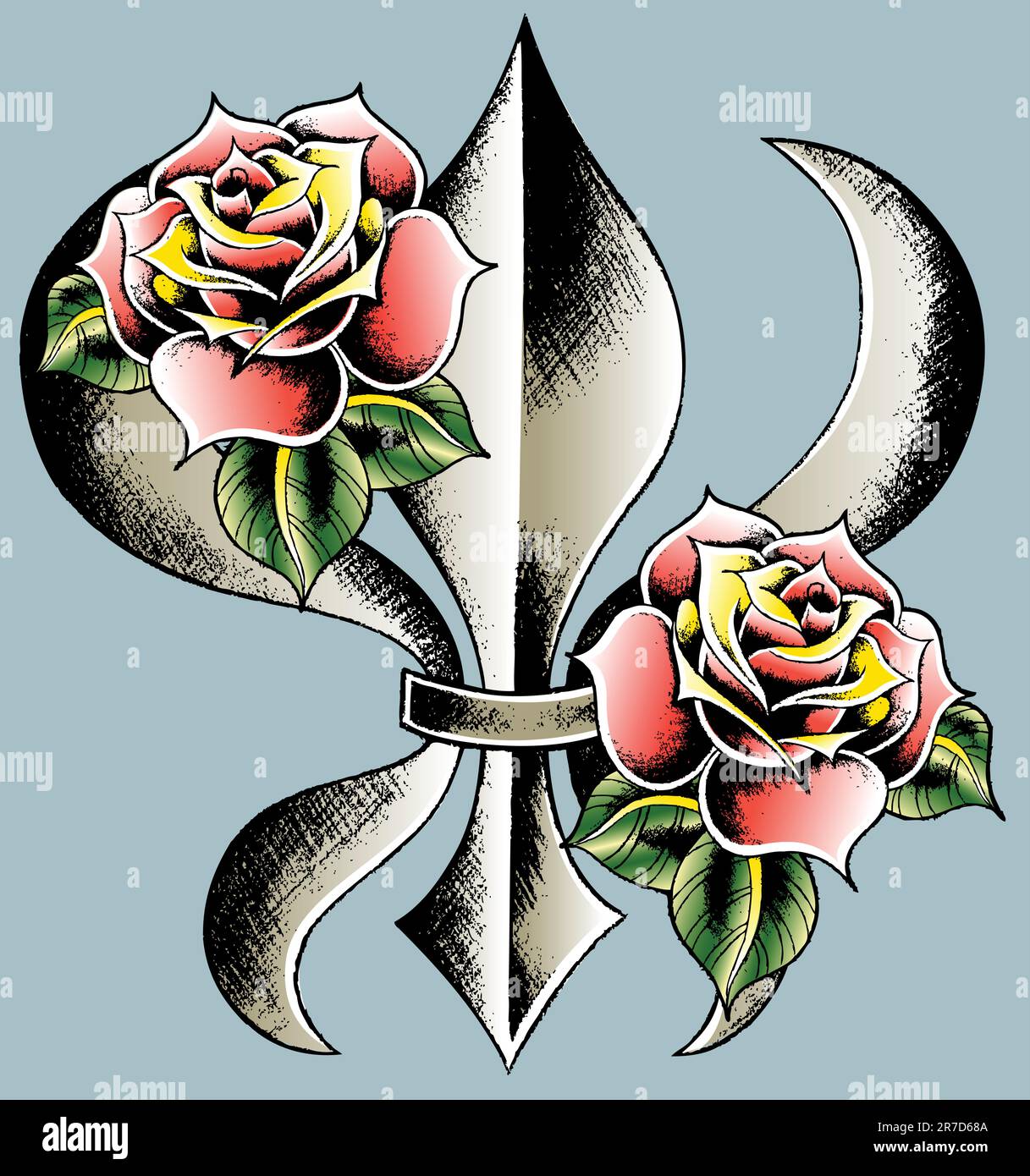fleur de lys with rose Stock Vector