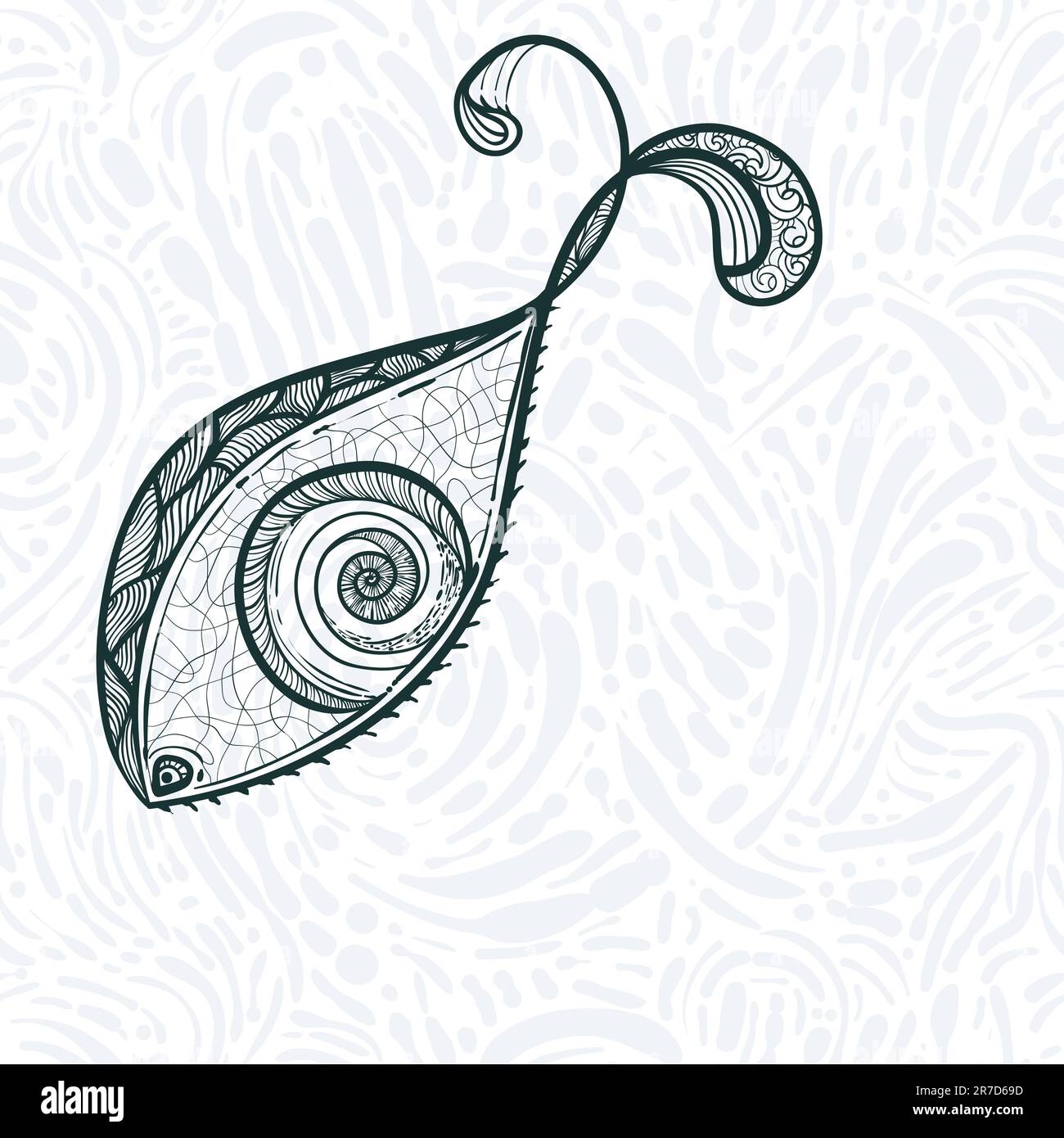 vector eye shaped fish on seamless water background Stock Vector