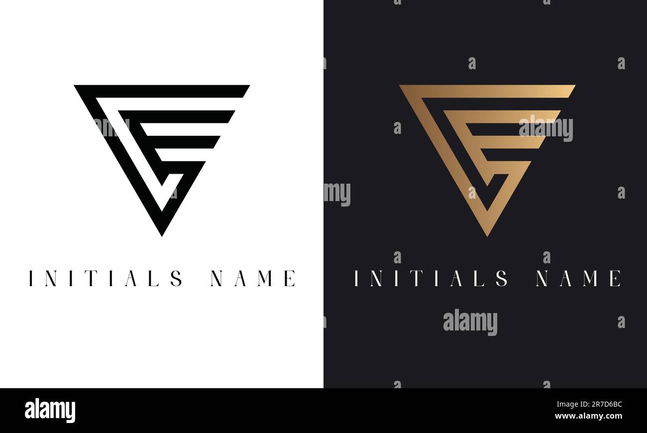 Luxury Initial GF or FG Monogram Text Letter Logo Design Stock Vector