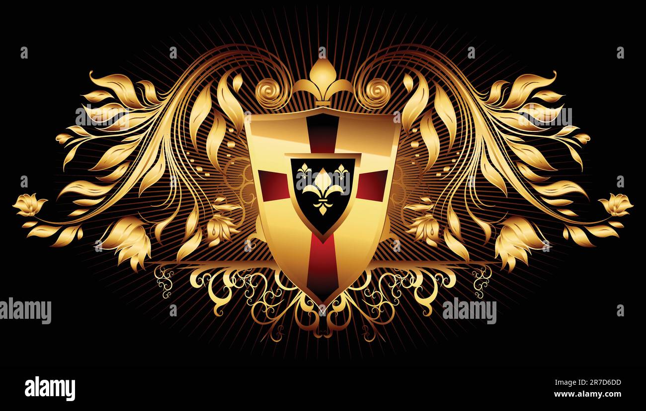 ornamental shield, this illustration may be useful as designer work Stock Vector