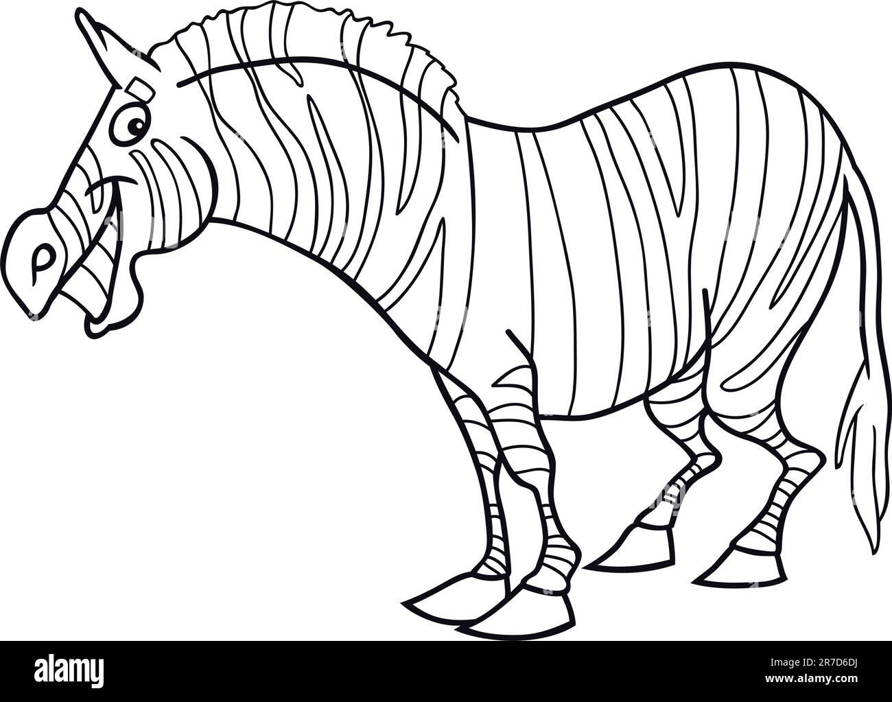 cartoon illustration of funny zebra for coloring book Stock Vector ...