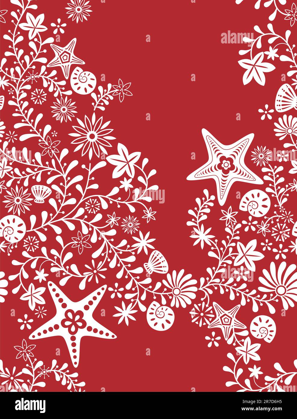 Illustration of abstract floral and sea animal pattern, made as