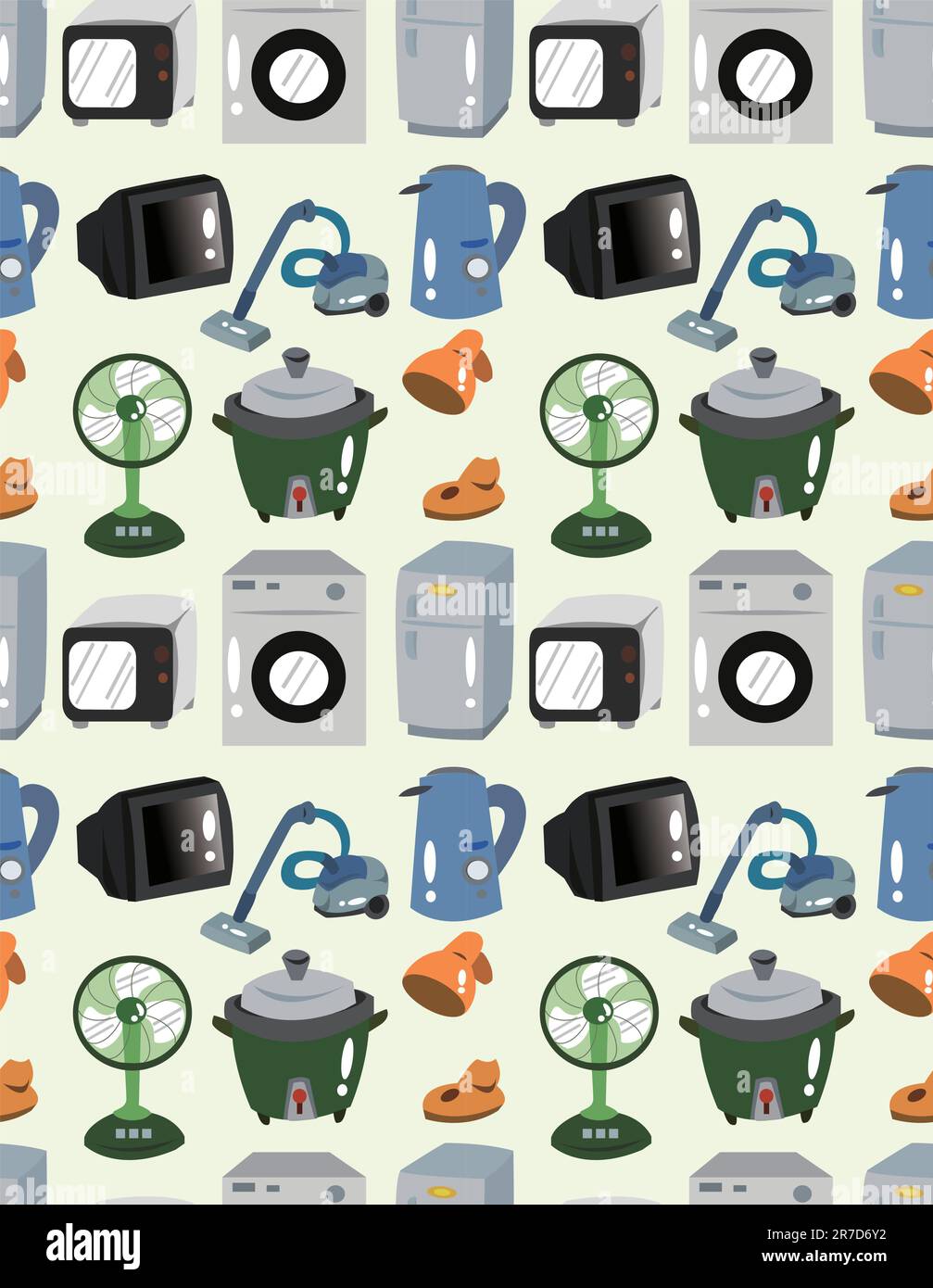 cartoon Home Appliances seamless pattern Stock Vector