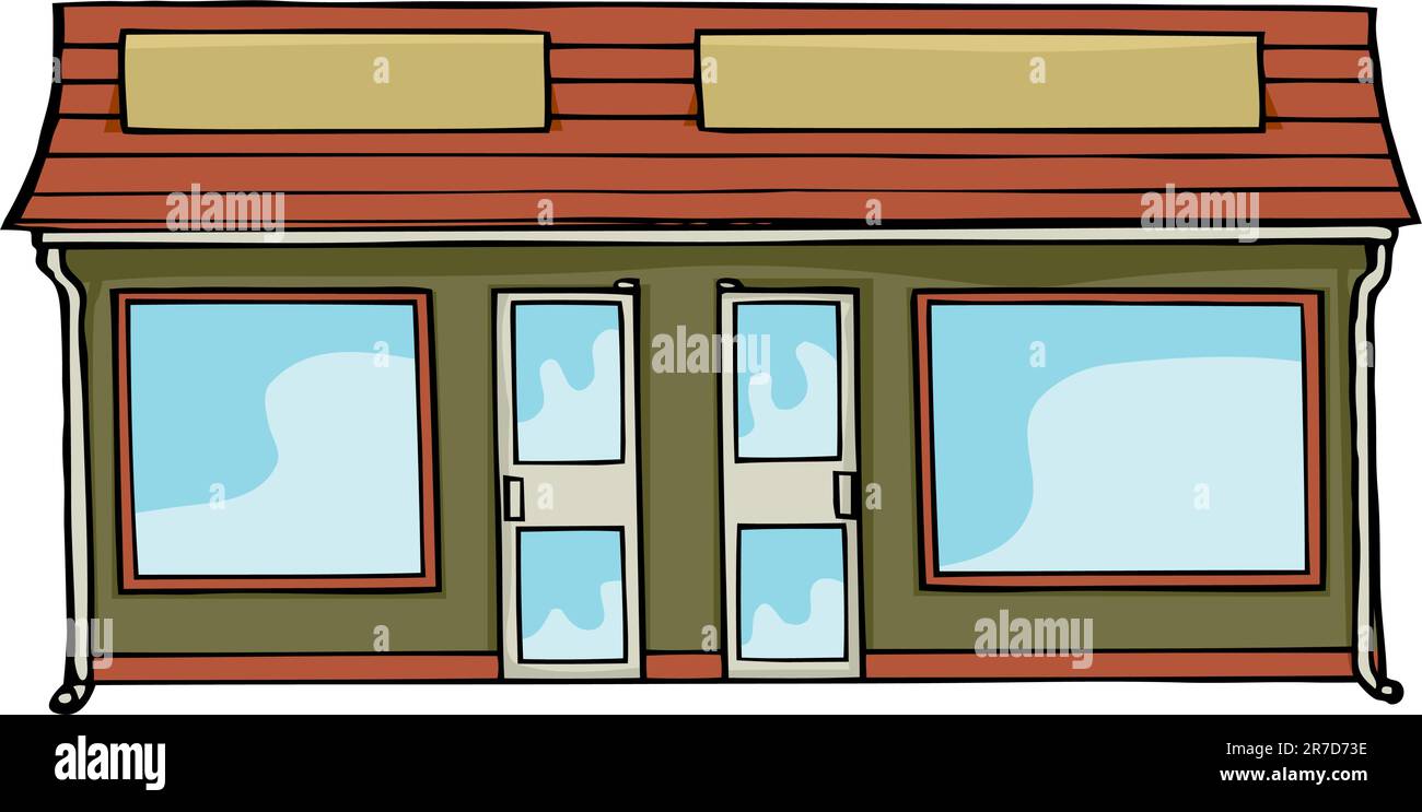 Two attached commercial storefronts with blank signs and windows Stock Vector Image &amp; Art - Alamy