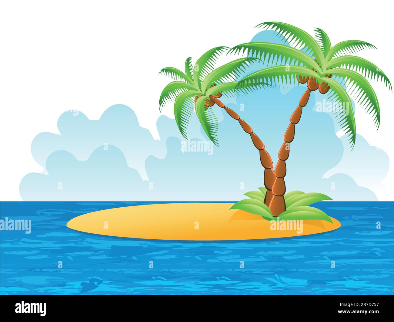 tropical palm on island with sea waves Stock Vector Image & Art - Alamy