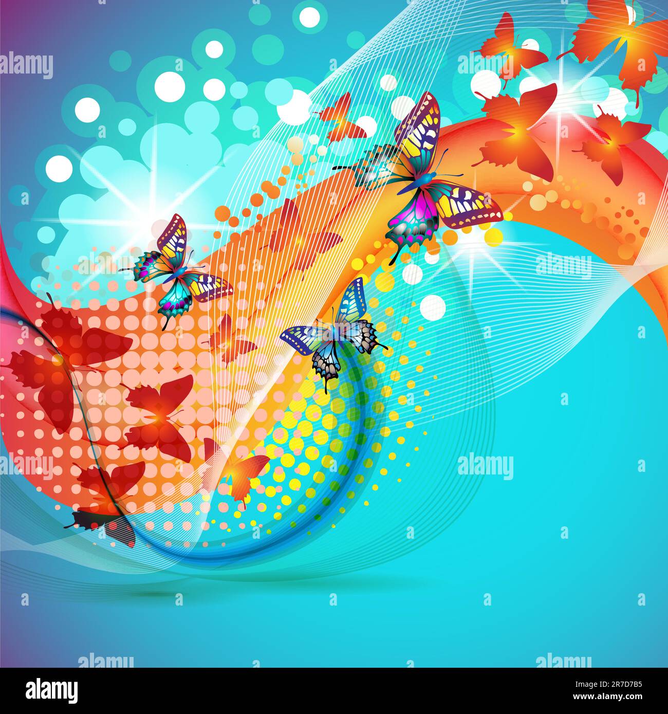 Colorful blue background with butterfly Stock Vector Image & Art - Alamy