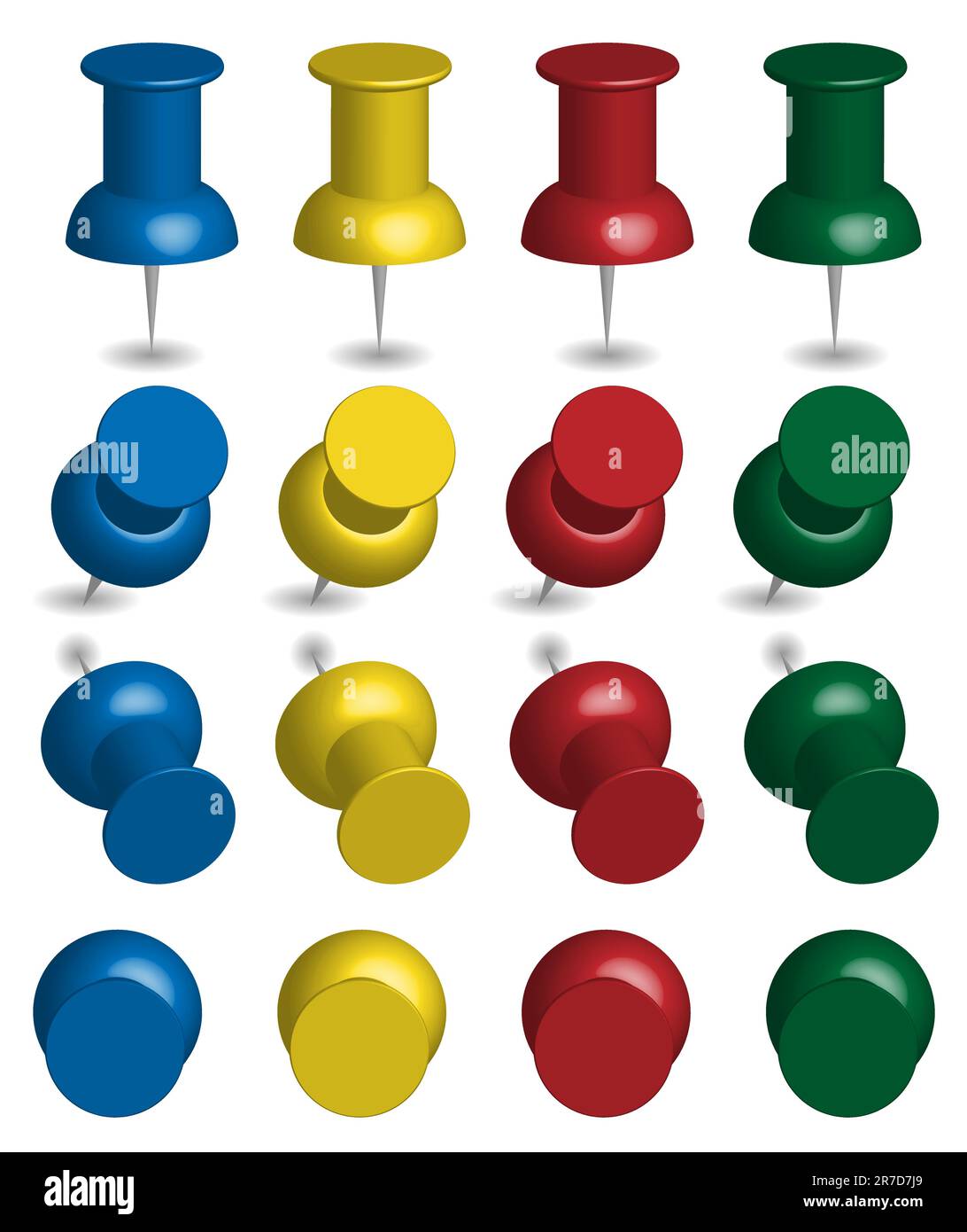 Illustration of Pushpins in Four Colors Stock Vector Image & Art Alamy