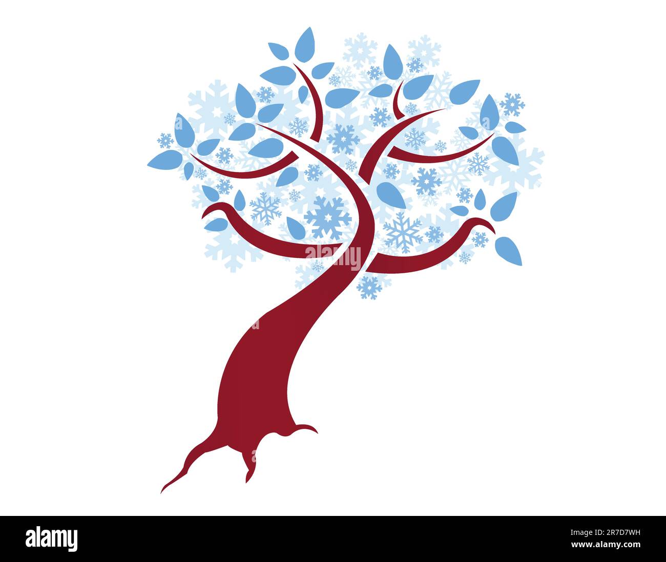 stylized winter snowflake tree illustration design over white Stock Vector