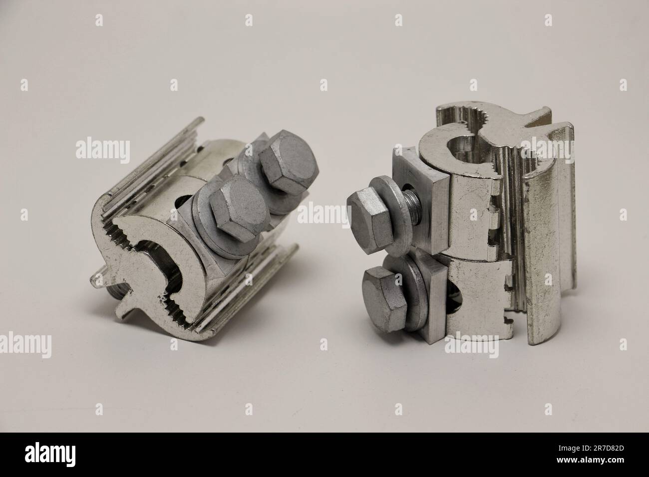 connecting clamp metal connections for contour earthing Stock Photo Alamy