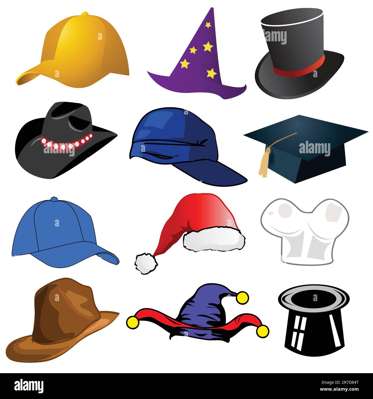 Various hats illustration clipart icons Stock Vector