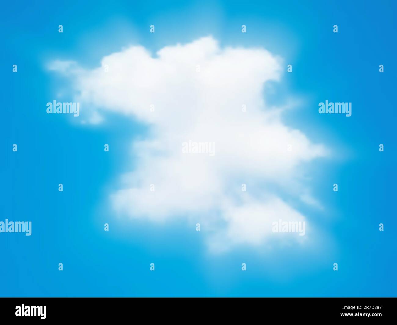 Editable vector illustration of a white cloud in a blue sky made using a gradient mesh Stock