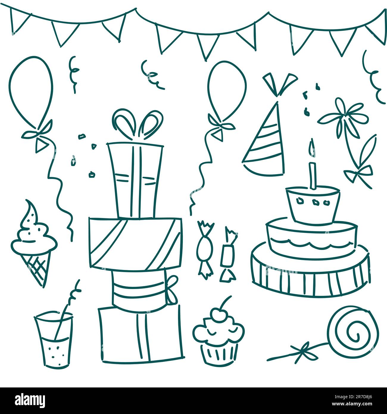 Birthday Party Doodles Vector Illustration Stock Vector Image Art birthday-party-doodles-vector-illustration-stock-vector-image-art
