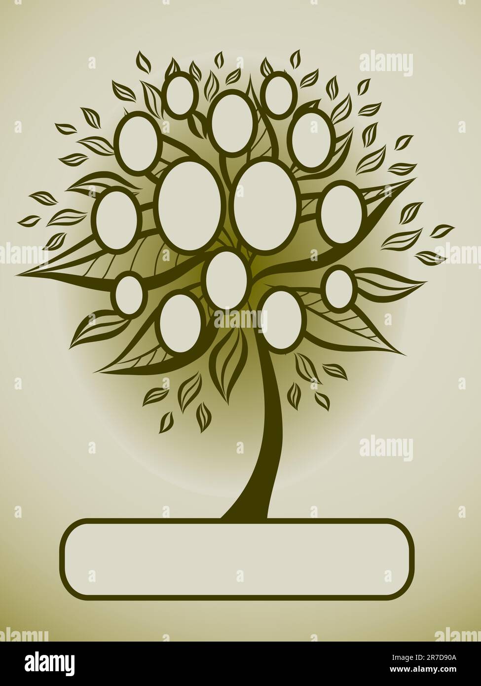 Vector family tree design with frames and autumn leafs. Place for text. Stock Vector