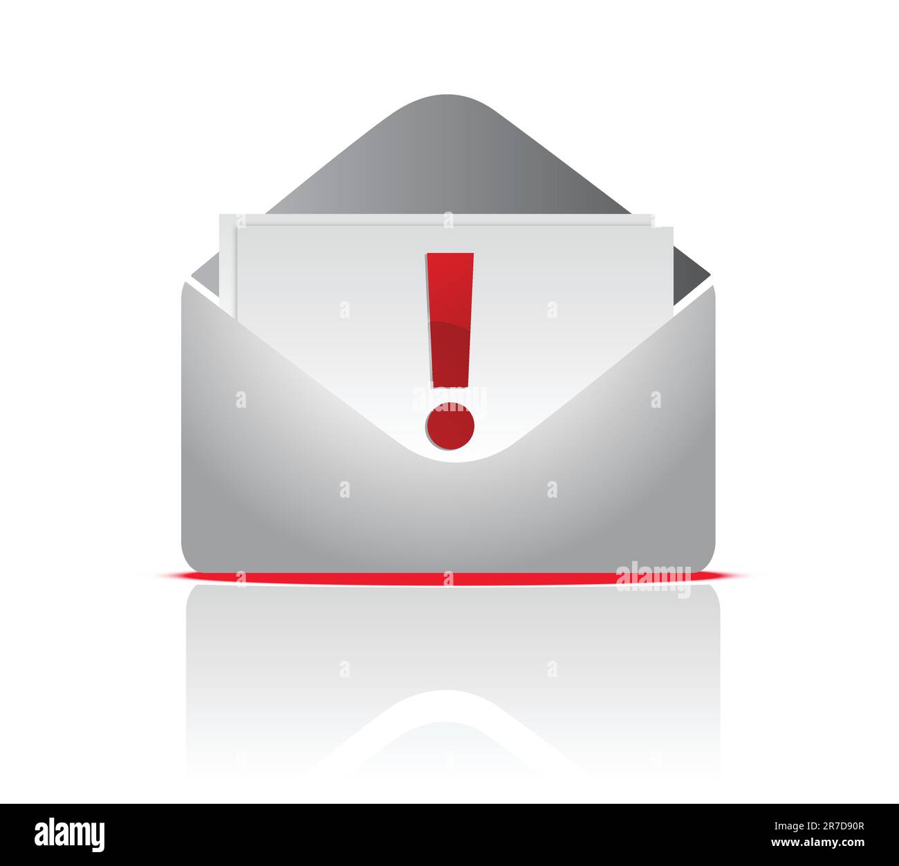 icon mail envelope with exclamation sign over a white background Stock ...