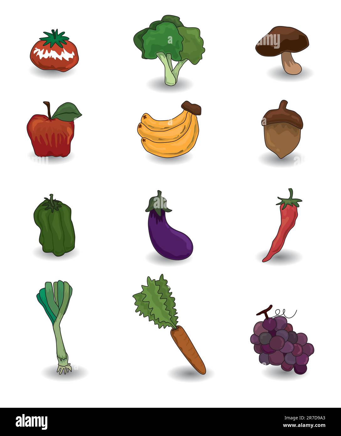 cartoon Fruits and Vegetables icon set Stock Vector Image & Art - Alamy