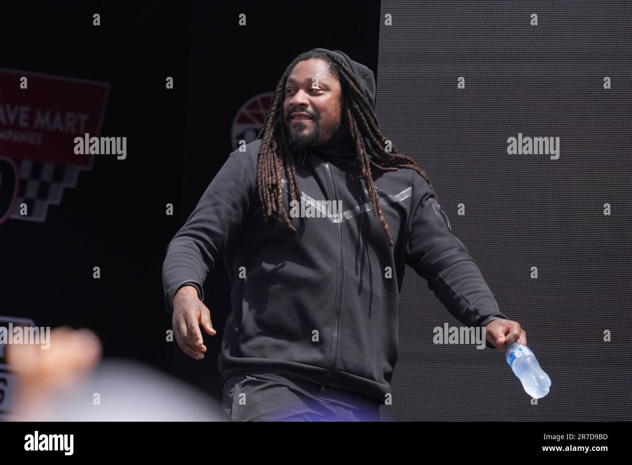 Sean Lynch Racing Former NFL player Marshawn Lynch is introduced as an honorary race ...