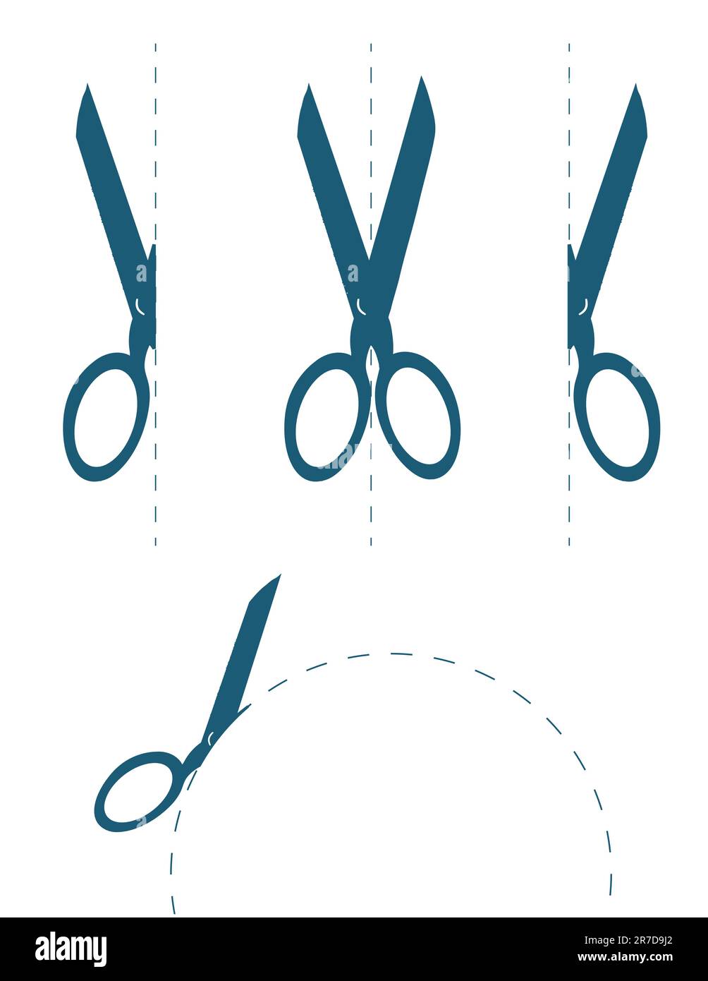 scissors cutting along the dotted line illustration design isolated