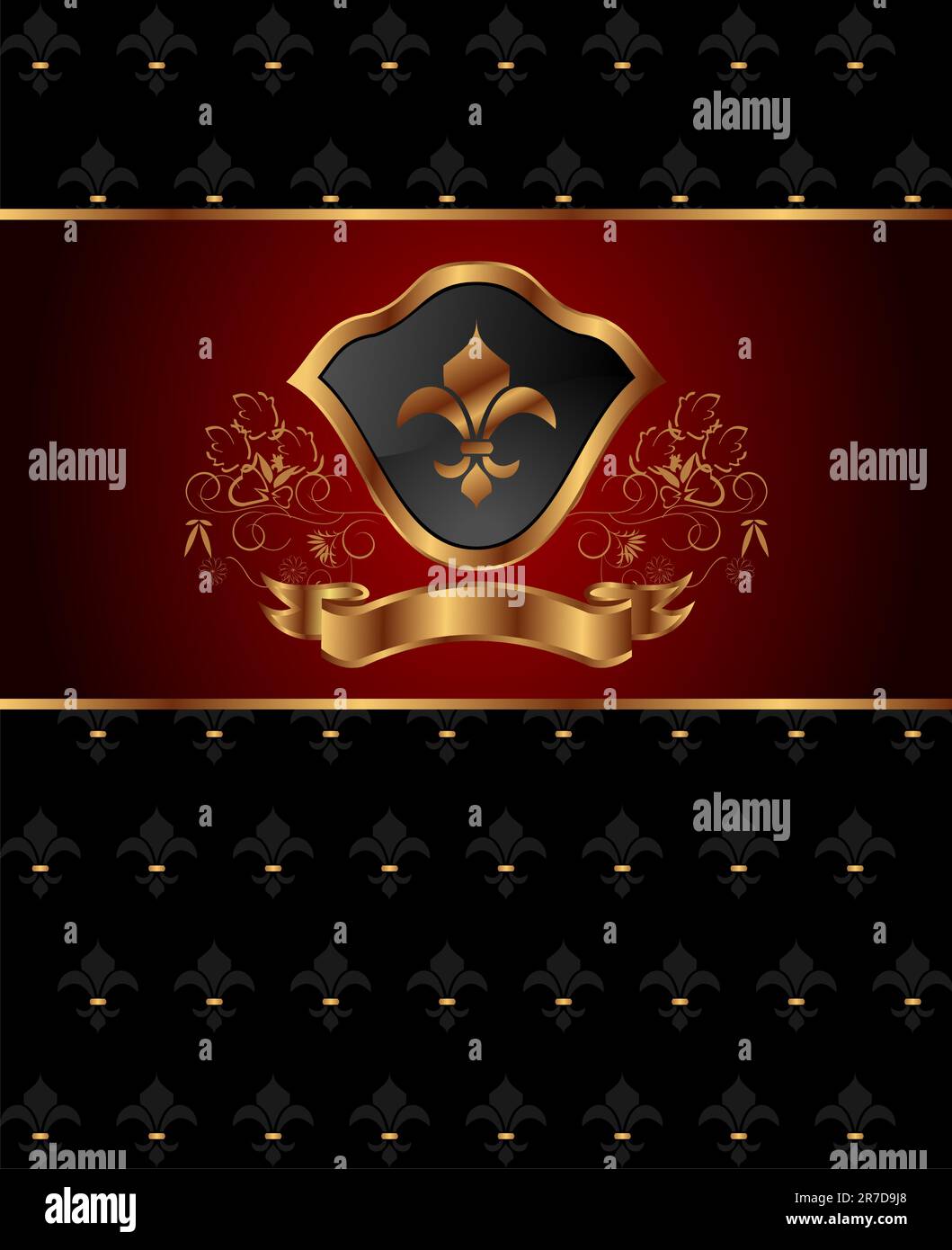 Illustration golden ornate frame with shield vector Stock Vector