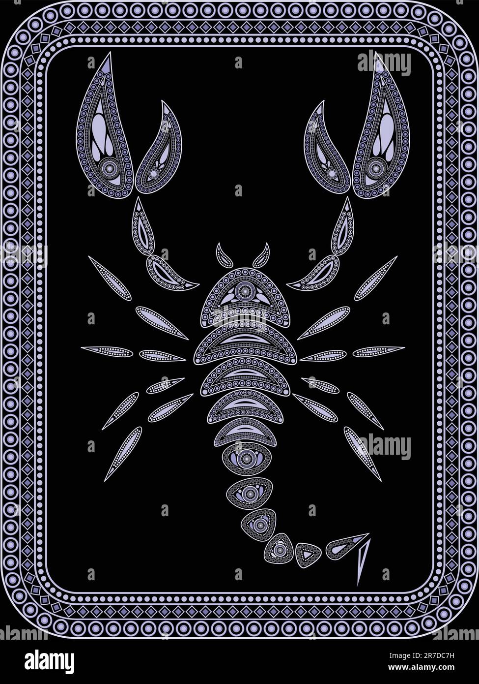 Background in a vector a scorpion in ethnic style Stock Vector