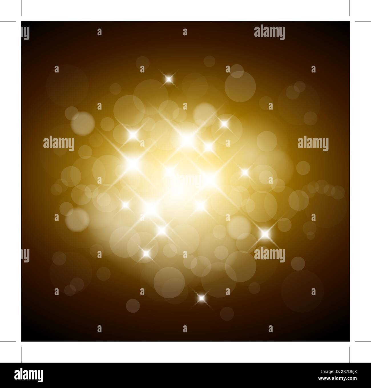 Golden  background with white lights and place for your text Stock Vector