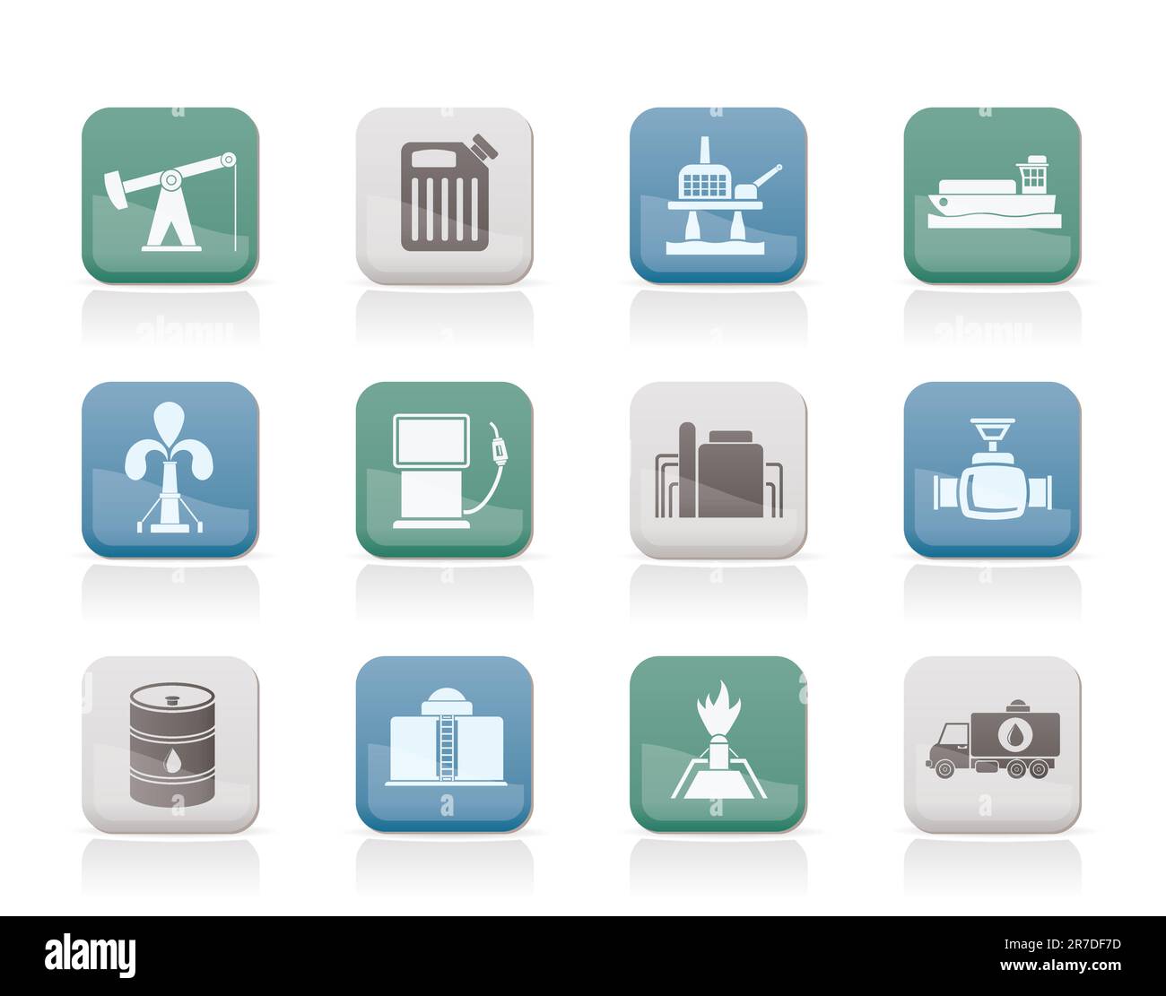 Oil and petrol industry icons - vector icon set Stock Vector